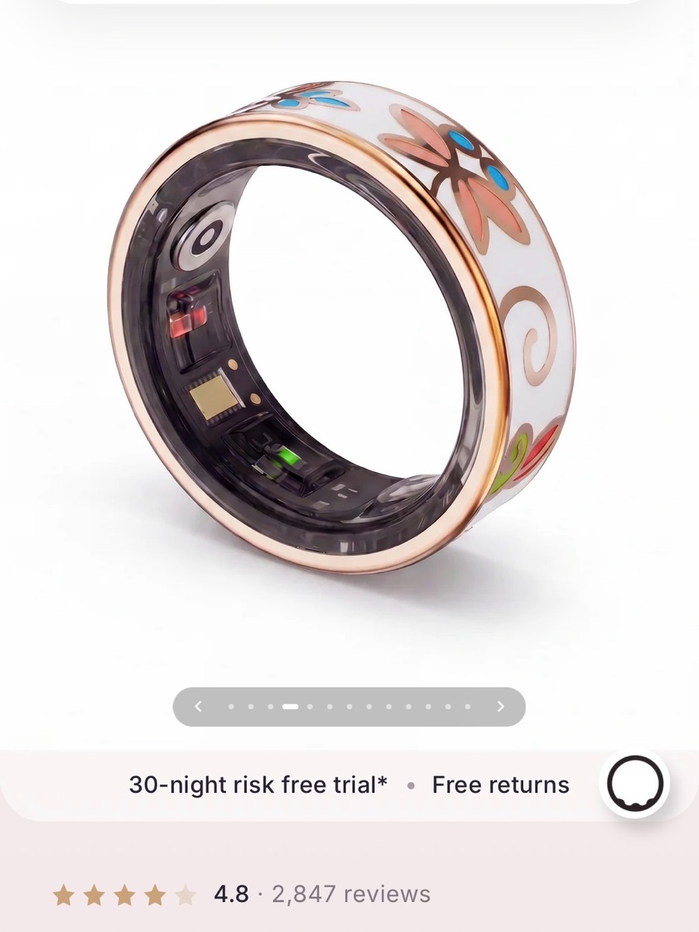 Halo 3 Smart Ring – Flora with Rose Gold Trim